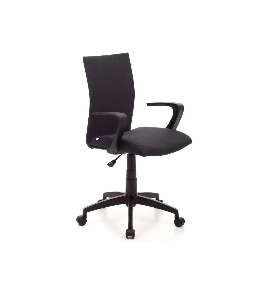 SEDIA DA UFFICIO "MILANO" IN TESSUTO NERO, 58X58X93-99 CM